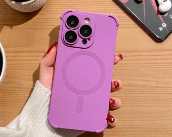 Luksusowe etui MagSafe na iPhone'a 17–12 Pro Max, odporne na wstrząsy, miękkie, silikonowe