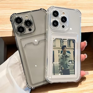 Étui portefeuille transparent pour iPhone - Étui transparent souple et antichoc avec porte-cartes pour iPhone 16 15 14 13 12 11 Pro Max Mini XR X 8 7