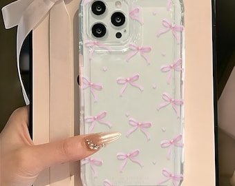 iPhone-hoesje Pink Bow: doorzichtige, schokbestendige zachte TPU-hoes
