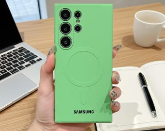 Etui MagSafe z płynnym silikonem do Samsung Galaxy S26 S25 S24 Ultra z magnetycznym zabezpieczeniem przed wstrząsami