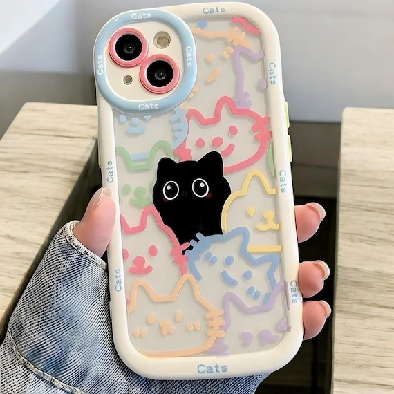 Cute Cat iPhone Case – Soft Silicone Animal Cover for iPhone 16 15 14 13 12 11 Pro Max XR X XS 8 7 Plus SE 15Pro 13Pro