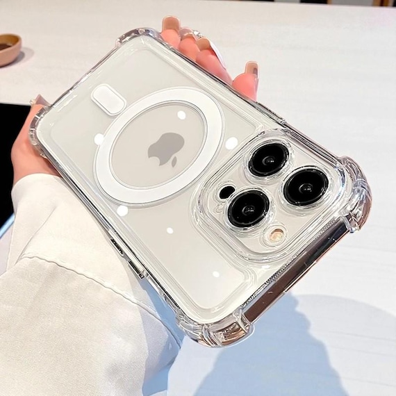 Luxury Clear MagSafe Shockproof Case – Transparent Magnetic Wireless Charging Cover for iPhone 16 15 14 13 12 11 Pro/Max/Plus