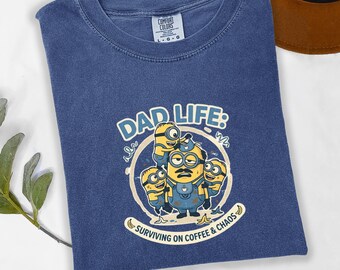 Funny Dad Life Shirt Surviving on Coffee & Chaos Tee Tired Dad Humor Father’s Day Gift for Him