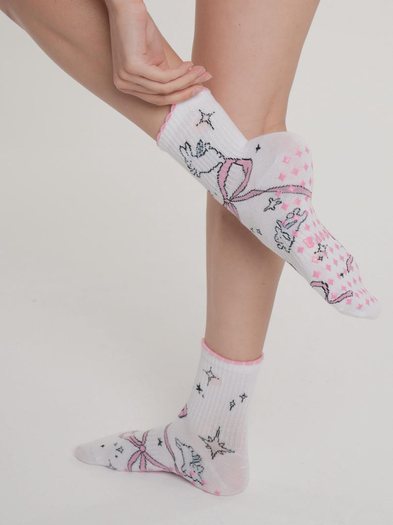 Cute Rabbit Grip Socks, Pilates Socks image 2