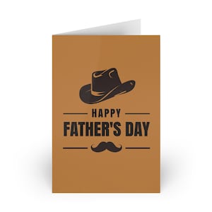 Vaderdagwenskaarten - cowboyhoedontwerp, unieke kaartenset, verjaardagskaart voor papa, rustieke kaart voor hem, handgemaakte kaartenset