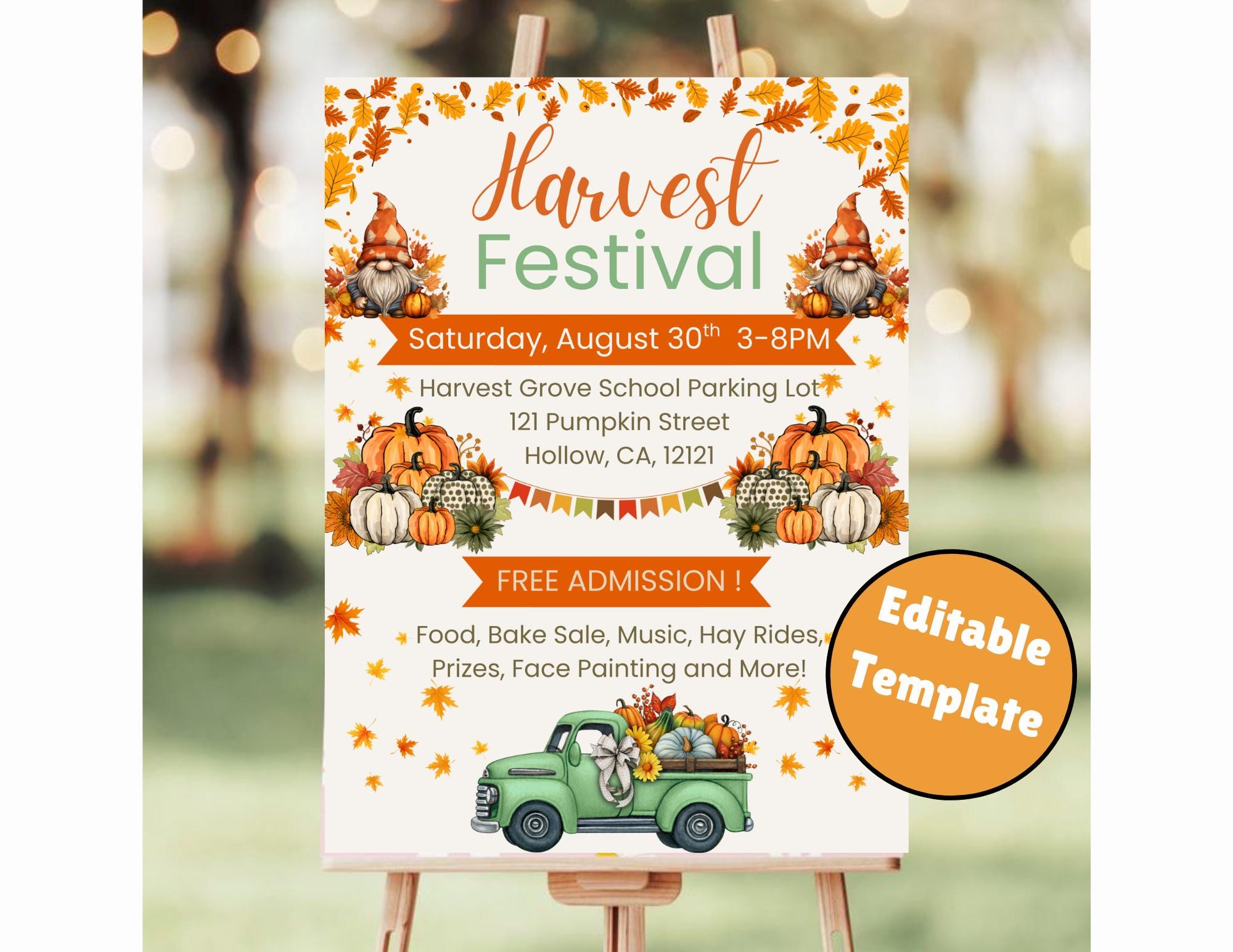 Editable Fall Harvest Festival Invitation Fall Autumn Invite Fall Template Digital School Flyer Pumpkin Festival Template Instant Download
