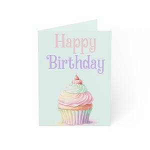 Cartão de Feliz Aniversário, Design de Cupcake Colorido, Celebrações de Aniversário, Convites para Festas, Caixas para Presentes, Conjunto de Cartões