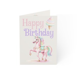 Biglietto di auguri di Carnevale / Biglietto di auguri di unicorno, perfetto per bambini, feste, occasioni speciali, biglietto di auguri di compleanno per ragazze, a tema carnevalesco