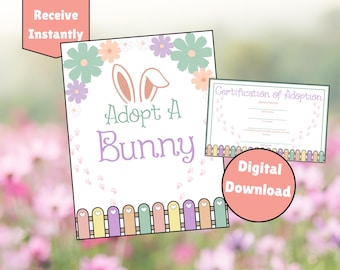 Letrero "Adopta un Conejito": Juego para Fiesta de Cumpleaños (Descargar PDF)