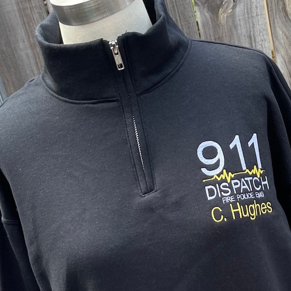 DISPATCH QUARTER ZIP - Thin Gold Line, 911, 911 Dispatch, Police Dispatch, 911 Dispatcher, Police Gifts, Police Officer Gift, Quarter Zip