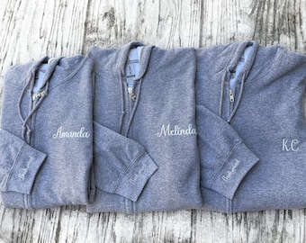 BRIDESMAID WEDDING GIFT - Personalized Gift, Bridesmaid Gift, Bridesmaid Proposal, Embroidered Hoodie, Bridesmaid Zip Up, Custom Date Hoodie