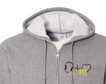911 DISPATCHER GIFTS - Dispatcher Gift, Police Dispatcher, First Responder Gift, Thin Gold Line, Thin Yellow Line, Zip Up Hoodie, Dispatch