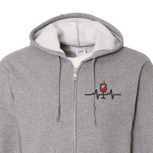 WINE HEARTBEAT HOODIE - Wine Lover Gift, Wine Lover, Funny Wine Shirt, Wine Gift, Wine Shirt, Mom Wine Shirt, Wine Gift Idea, Wine Drinker
