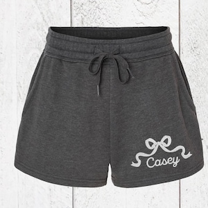 CUTE BOW SHORTS - Personalized Shorts, Custom Name Shorts, Coquette Bow Shorts, Gift For Her, Embroidered Shorts, Trendy Bow Shorts