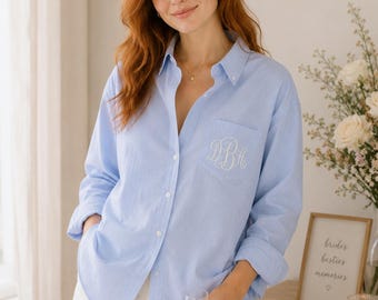 OXFORD MONOGRAM SHIRT - Bridesmaid Shirts, Monogrammed Shirt, Oxford Shirts, Button Down Shirt, Personalized Shirt, Bridesmaid Gifts