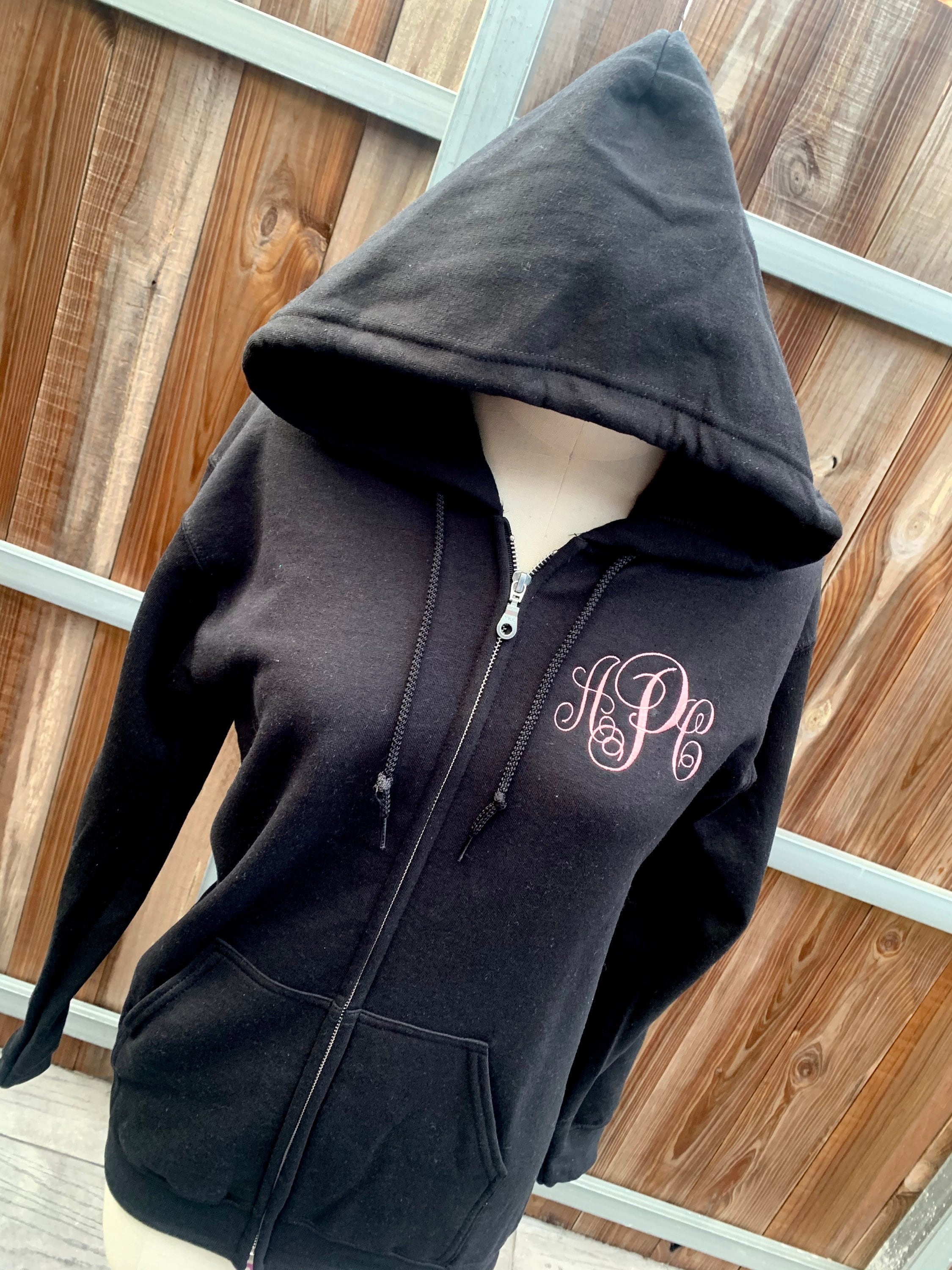 Embroidered Monogram Initials Sweatshirt Monogrammed Zip-Up | Etsy