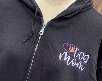 DOG MOM HOODIE - Dog Mom Gift, Dog Mom Shirt, Dog Lover Gift, Embroidered Dog Mom, Dog Mama Hoodie, Dog Mama Gift, Dog Mama Shirt, Dog Mom