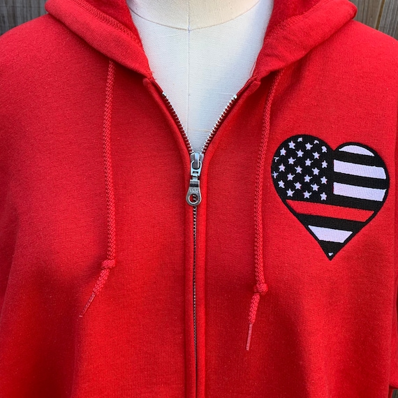 EMBROIDERED FIREFIGHTER HOODIE - Thin Red Line, Firefighter Wife, Firefighter Girlfriend, Firefighter Mom, Firefighter Gift, Firefighter Tee