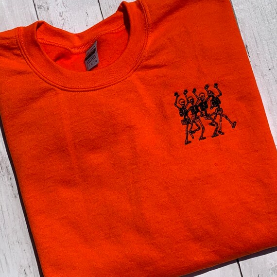 Halloween Skeleton Crew Neck Sweatshirt, Halloween Sweater, Halloween Skeleton Shirts, Gifts for Her, Spooky Sweatshirt