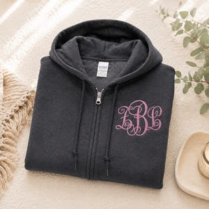 PLUS SIZE MONOGRAM - Plus Size Hoodie, Plus Size Clothing, Monogram Sweatshirt, Plus Size Sweatshirt, Monogram Gift, Monogram Zip Up image 2