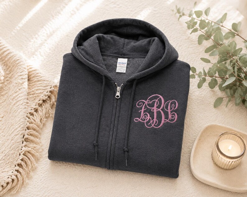 PLUS SIZE MONOGRAM - Plus Size Hoodie, Plus Size Clothing, Monogram Sweatshirt, Plus Size Sweatshirt, Monogram Gift, Monogram Zip Up image 2
