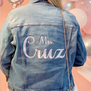BRIDE JEAN JACKET - Bride Denim Jacket, Mrs. Jean Jacket,  Wedding Jacket, Personalized Jacket, Gift For Bride, Custom Jean Jacket