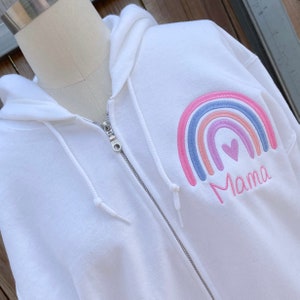 RAINBOW MAMA HOODIE - Embroidered Mama Hoodie, Rainbow Mama Shirt, Rainbow Mama, Rainbow Baby, Rainbow Shirt, Rainbow Mom, Rainbow Mom Shirt