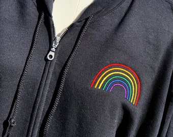 Rainbow Embroidered Hoodie - Gay Pride Gift, Gay Pride Shirt, LGBTQ Pride, LGTB Pride, Rainbow Sweatshirt, Rainbow Shirt, Pride Sweatshirt