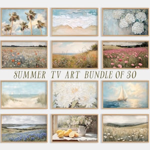 Set of 30 Samsung Frame TV Art Bundle Summer Painting Coastal Decor Landscapes Floral Farmhouse Neutral Pastel Colors Instant Download