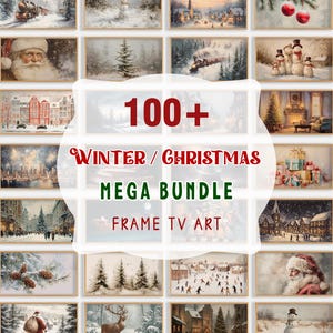100+ Christmas Frame TV Art Set Winter MEGA Bundle Vintage Painting Santa Claus Art TV Screensaver Instant Download Holiday Decor