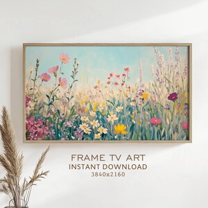Summer Wildflowers Frame TV Art Painting Vintage Style Decor Flowers Screensaver Textured Colorful Spring Country Farmhouse Cottage Art