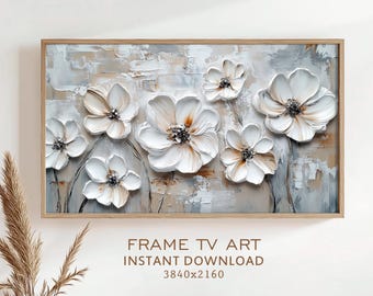 Frame TV Art Abstract Floral Painting Flowers Summer 3D Textured Wildflower Spring Screensaver Country Farmhouse Digital Download