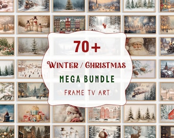 70+ Christmas Frame TV Art MEGA Bundle Set Winter Vintage Painting Santa Claus Art TV Screensaver Landscapes Instant Download Holiday Decor
