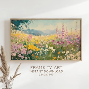 Wildflowers Frame TV Art Painting Vintage Style Decor Summer Field of Flowers Screensaver Colorful Spring Country Farmhouse Cottage Art