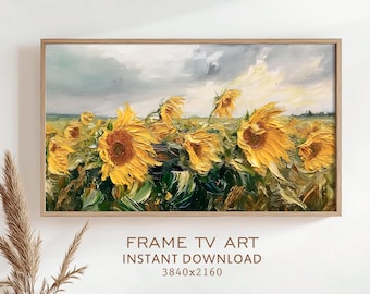 Sunflowers Frame TV Art Summer Painting Vintage Style Decor Farmhouse Cottage TV Screensaver Digital Download