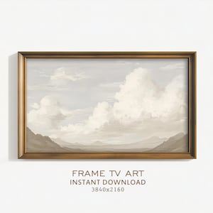 Frame TV Art Abstract Landscape Neutral Cloudy Painting Screensaver Vintage Country Farmhouse Cottage Decor Muted TV Art Digital Download