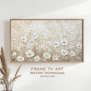 Frame TV Art Summer Wildflowers Neutral Tone Painting Spring Decor Field of Flowers Screensaver Spring Country Farmhouse Cottage Art