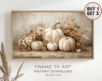 Halloween Samsung Frame TV Art Floral Pumpkin Oil Painting Rustic Fall Art Instant Download Autumn Thanksgiving Decor Vintage Style