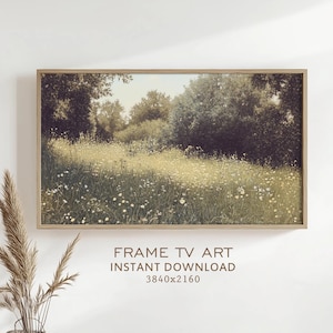 Summer Frame TV Art Forest Painting Vintage Style Decor Field of Flowers Screensaver Spring Country Farmhouse Cottage Art