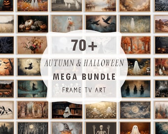 Plus de 70 ans Halloween cadre TV Art Set automne MEGA Bundle fantômes dans les fleurs sauvages Sorcière effrayant automne art TV économiseur d&#39;écran vintage Téléchargement immédiat