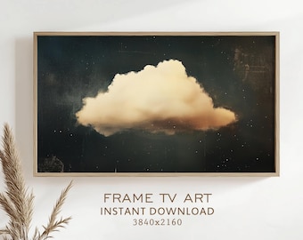 Marco de pintura de nubes vintage, arte de TV, protector de pantalla rústico, estilo rústico, estilo rústico, estilo rural, estilo cottagecore, arte de TV encantador, descarga digital