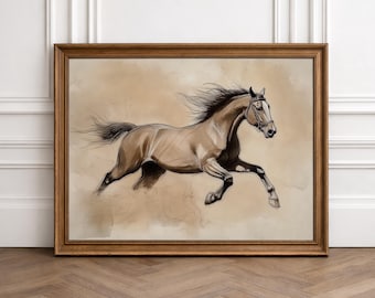 Grabado de caballo vintage, decoración ecuestre de granja (descarga digital)
