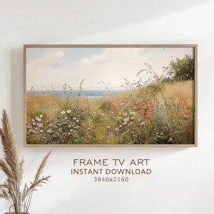 Summer Wildflowers Frame TV Art Painting Vintage Style Country Summer Landscape Decor Screensaver Spring Country Farmhouse Cottagecore
