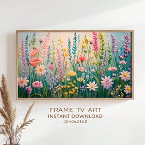 Summer Wildflowers Frame TV Art Colorful Floral Painting Flowers Decor Screensaver Textured Spring Country Farmhouse Cottage Art