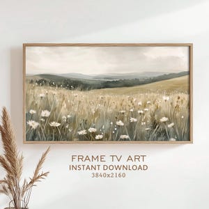Frame TV Art Summer Wildflowers Painting Vintage Style Country Summer Landscape Decor Screensaver Flowers Art Country Farmhouse Cottagecore