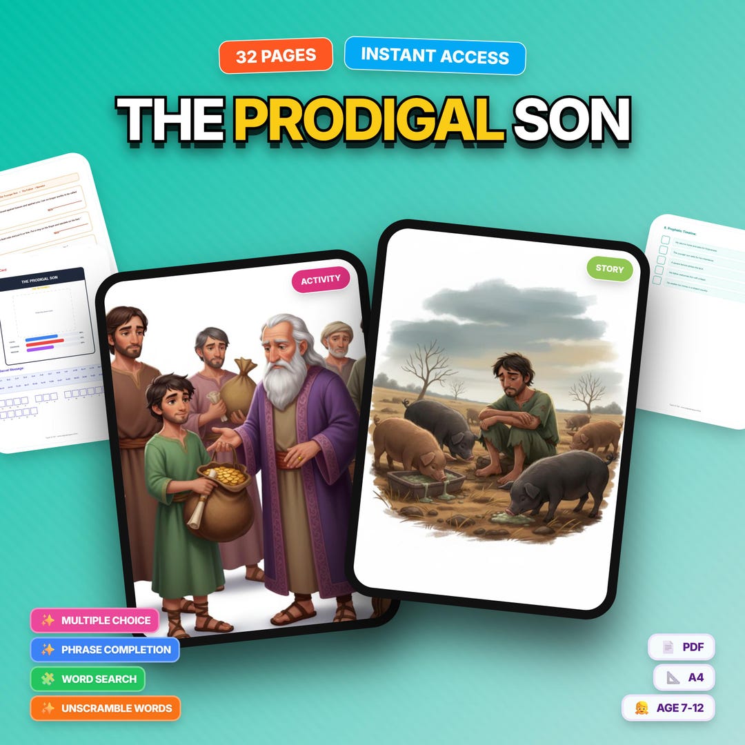 Prodigal Son Bible Activity Kit - Sunday School Homeschool | Ages 7 ...