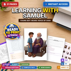 Samuel Bible Activities | Kids Sunday School Homeschool | Hearing God | Printable Games | Bible Story Activity Kit