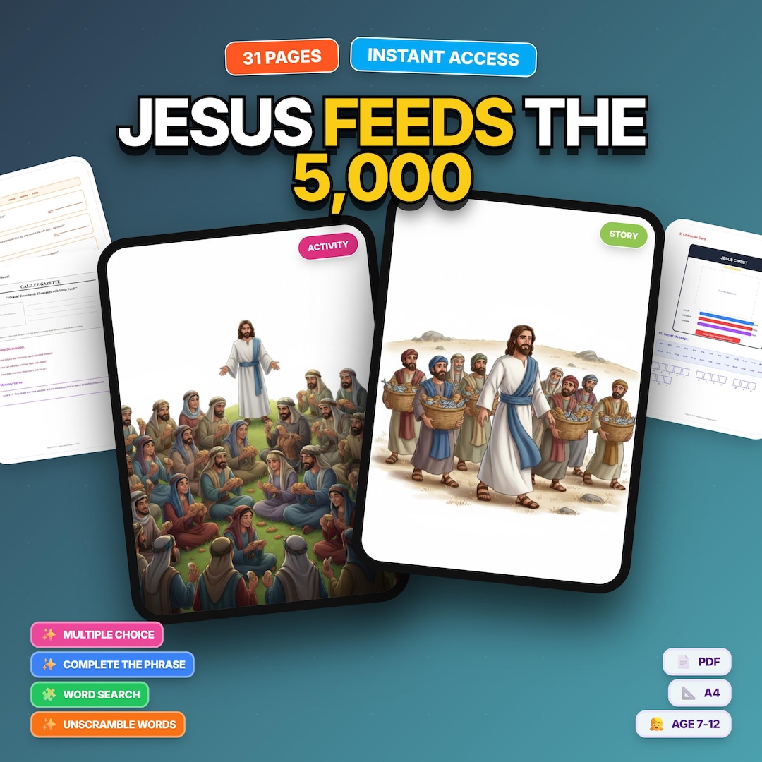 Bible Activity Kit - Jesus Feeds 5000 | Sunday School Homeschool ...