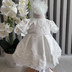 White Lace Baby Baptism Dress Set - Elegant Baby Girl Dress with Shoes and Headband | Victorian Christening Outfit for 3-6-9 Months