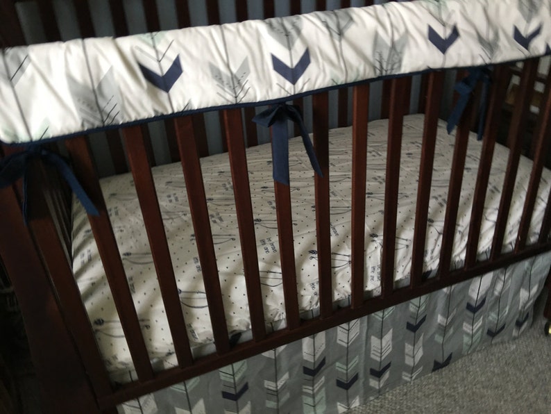 Grey Navy Mint Forest Baby Bedding Crib Set Mint Navy Gray ...